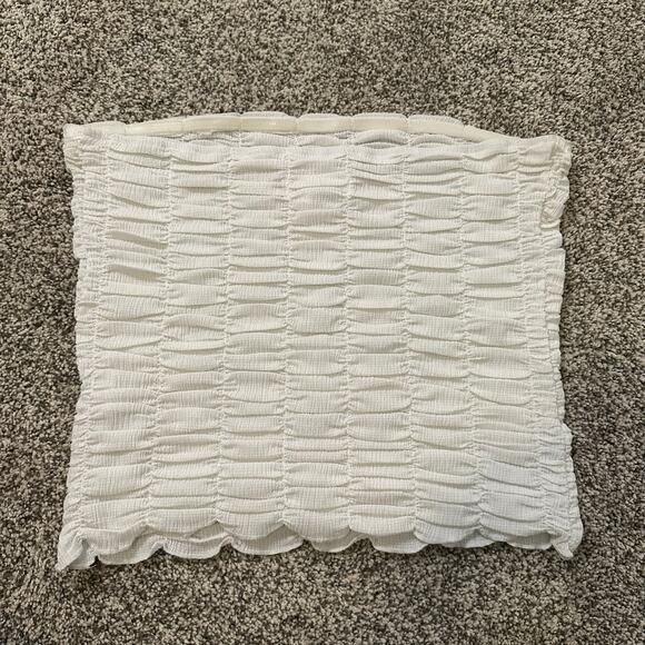 Anthropologie white ruched strapless top size M - Picture 3 of 8